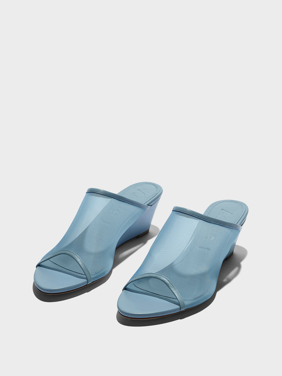 Aeyde | Suzanne Leather Heeled Sandals for Women | Glass Mesh/Nappa | Round Toe | Mid Heel | Luxury Materials | Handmade in Italy