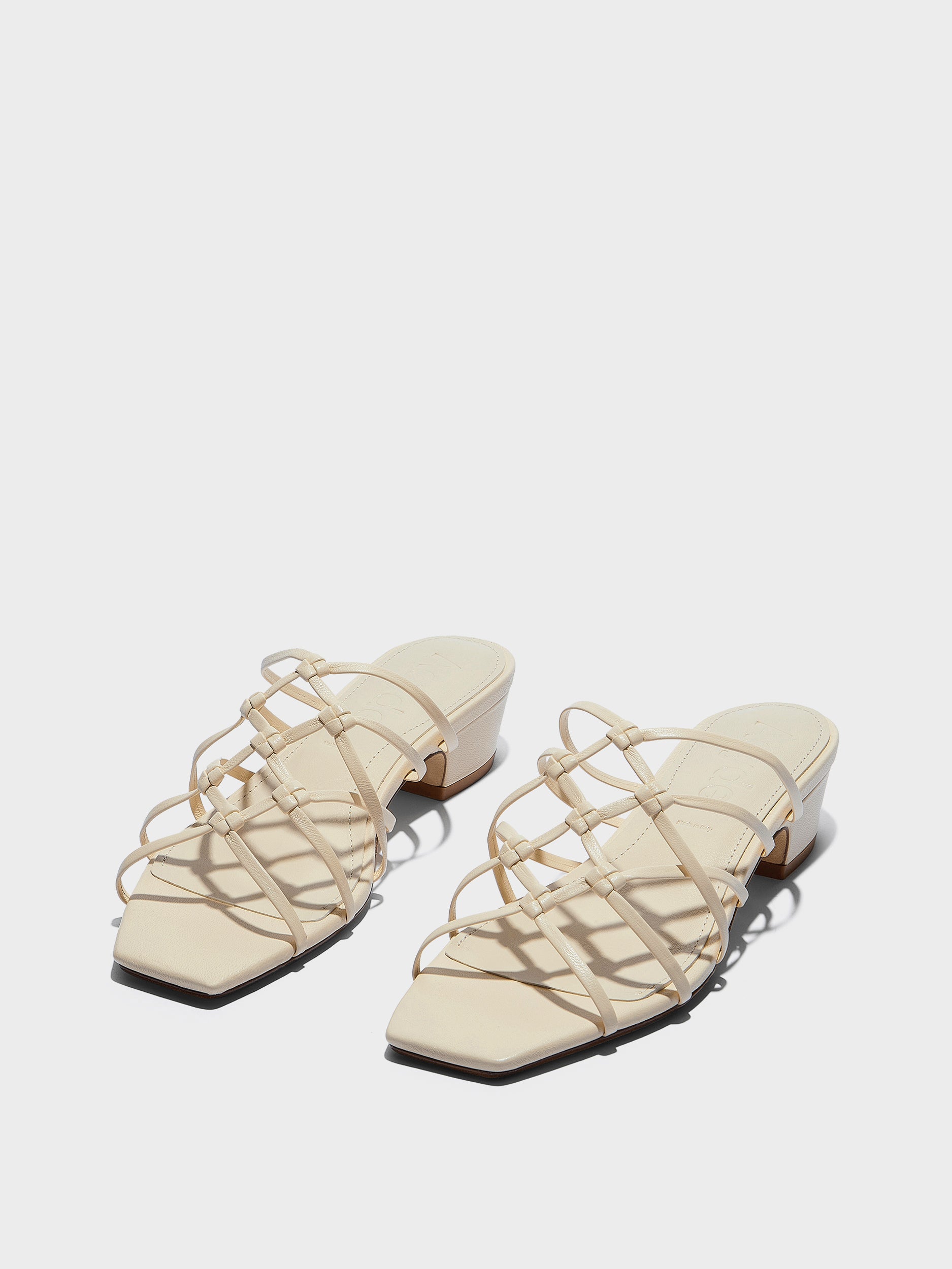Aeyde | Talha Leather Heeled Sandals for Women | Creamy Nappa | Square Toe | Low Heel | Luxury Materials | Handmade in Italy