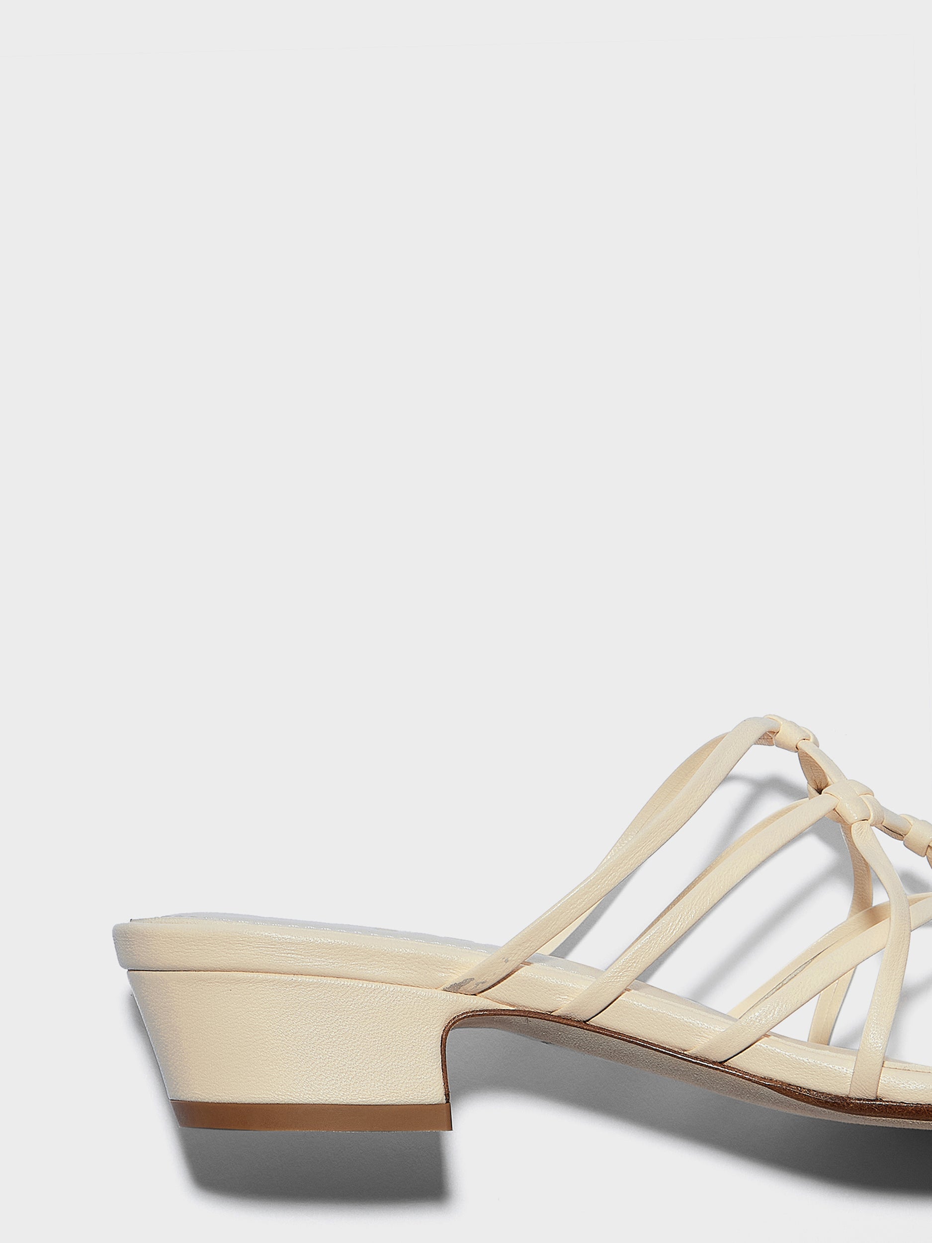 Aeyde | Talha Leather Heeled Sandals for Women | Creamy Nappa | Square Toe | Low Heel | Heel Details