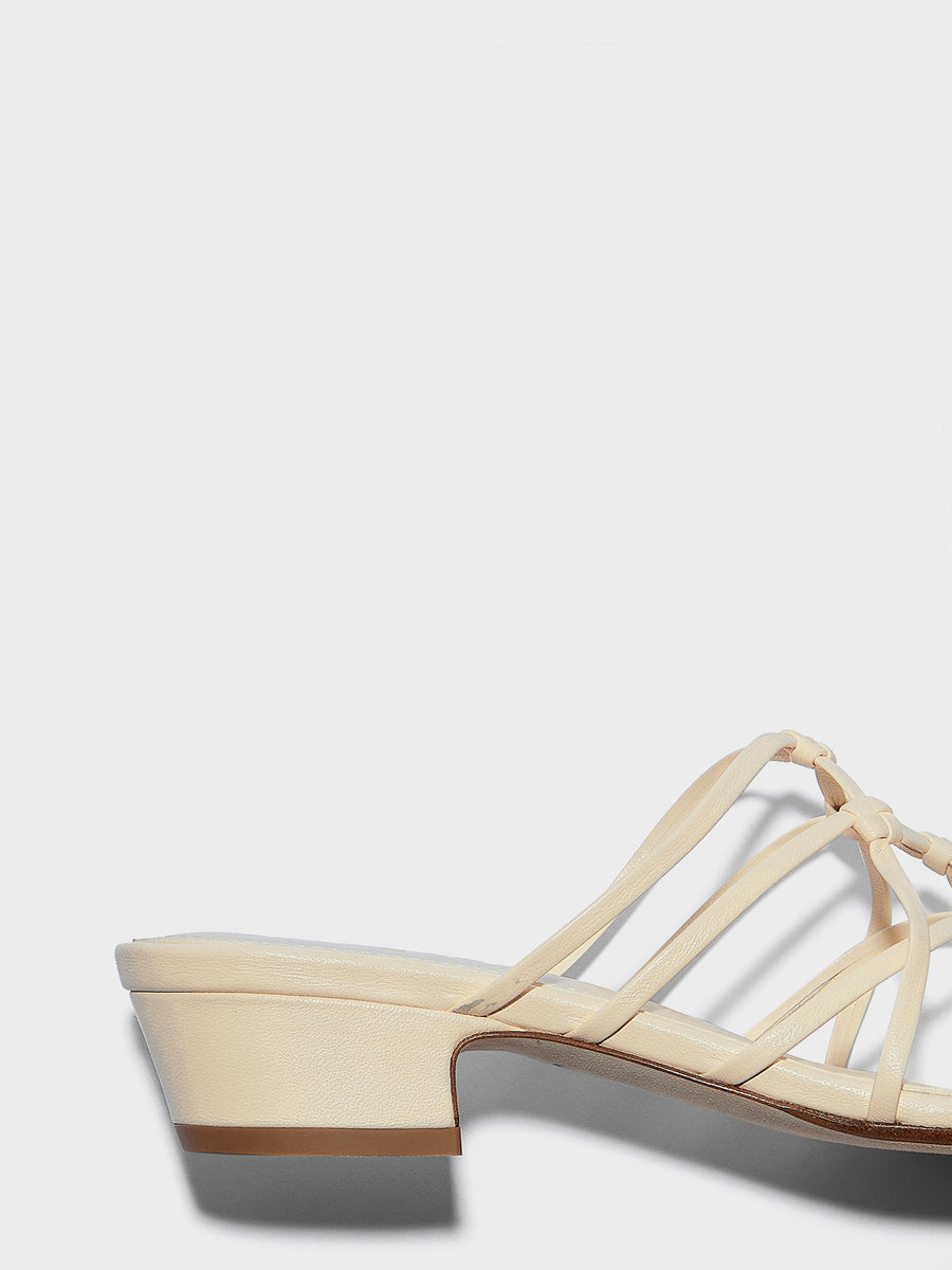 Aeyde | Talha Leather Heeled Sandals for Women | Creamy Nappa | Square Toe | Low Heel | Heel Details