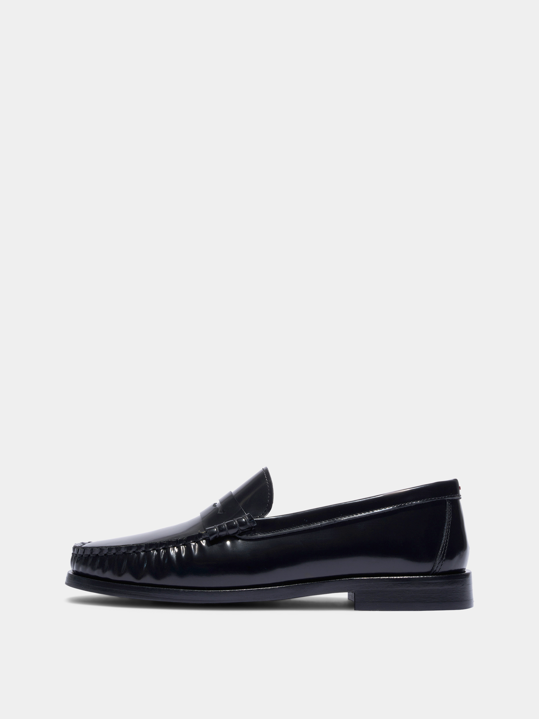 Aeyde | Terry Polido Leather Loafers Leather Flats for Women | Black Polido | Round Toe | Low Heel | Side View