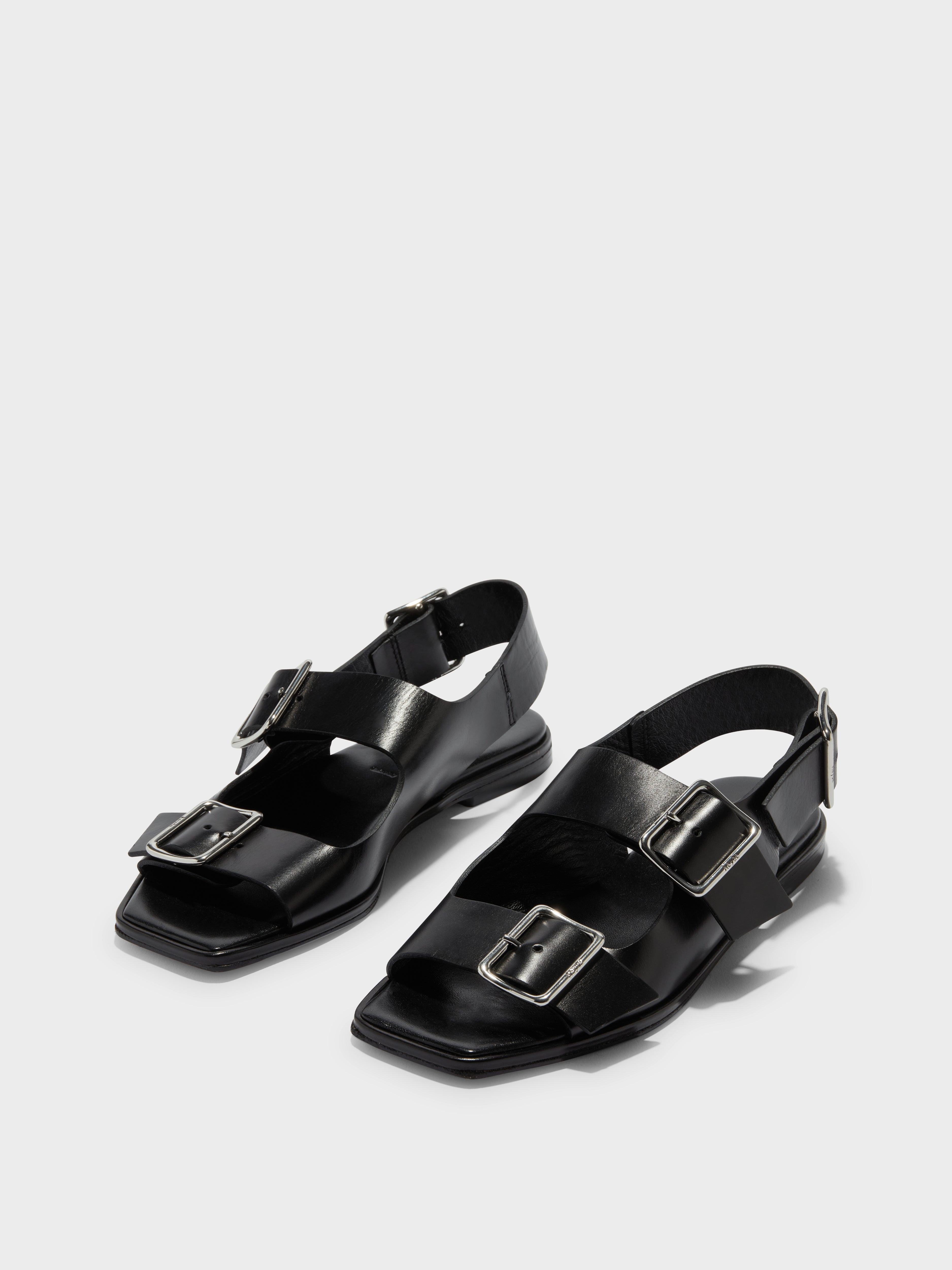 サンダル・ミュール AEYDE Women Sandals A11HSASTS65CI0121800007BLACK Black Thekla Leather Slingback Sandals – Aeyde
