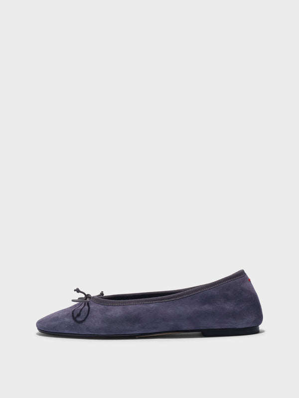 Aeyde | Tiby Suede Ballet Flats Leather Flats for Women | Dusty Purple Suede | Round Toe | Flat Heel | Side View