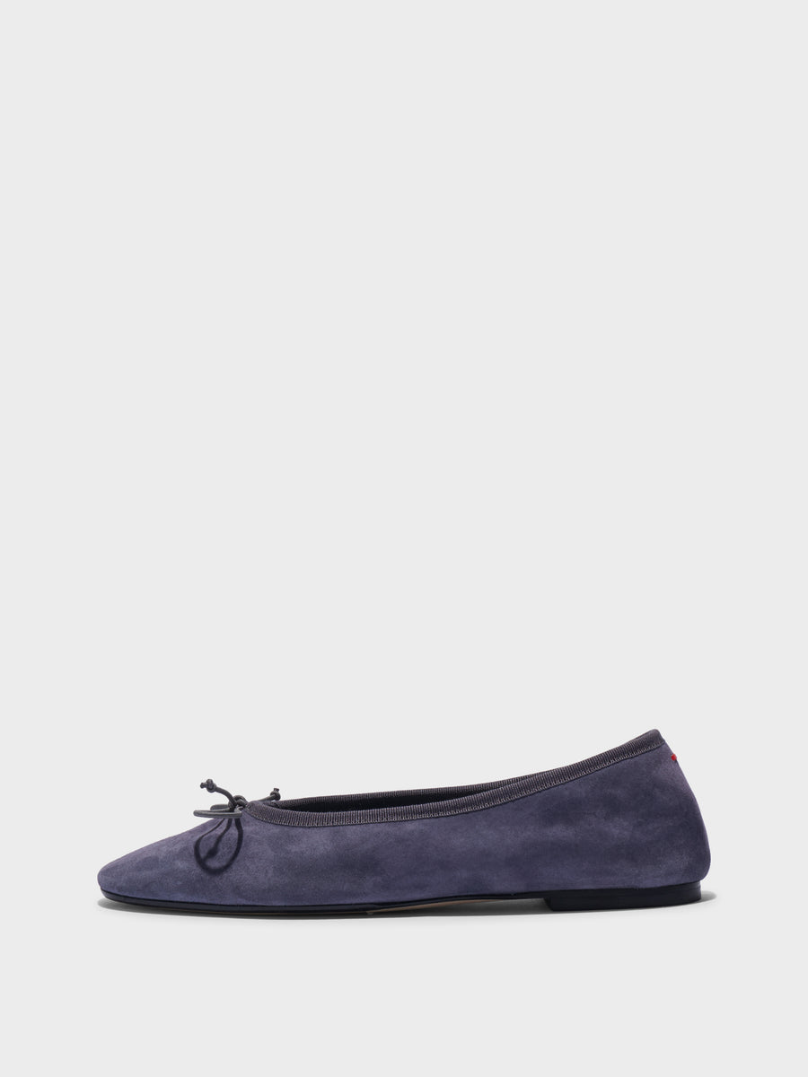 Aeyde | Tiby Suede Ballet Flats Leather Flats for Women | Dusty Purple Suede | Round Toe | Flat Heel | Side View
