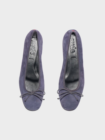 Aeyde | Tiby Suede Ballet Flats Leather Flats for Women | Moss Suede | Round Toe | Flat Heel | Front View
