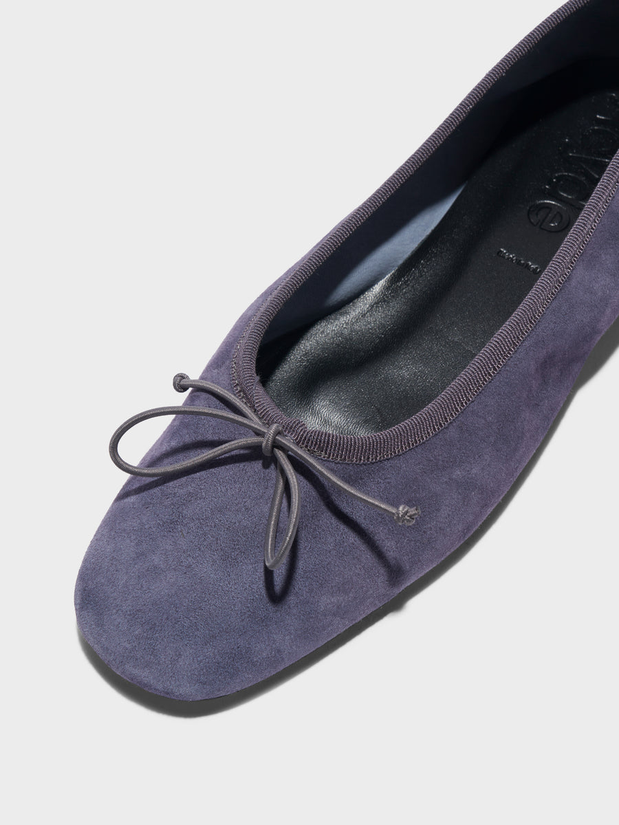 Aeyde | Tiby Suede Ballet Flats Leather Flats for Women | Moss Suede | Round Toe | Flat Heel | Heel Details