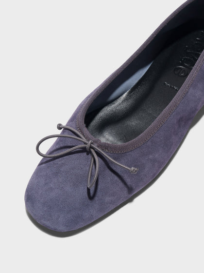 Aeyde | Tiby Suede Ballet Flats Leather Flats for Women | Moss Suede | Round Toe | Flat Heel | Heel Details