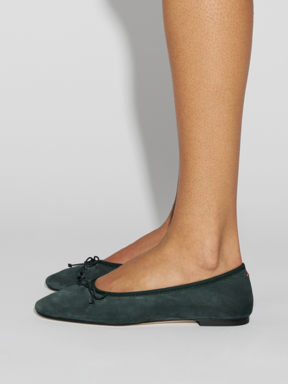 Aeyde | Tiby Suede Ballet Flats Leather Flats for Women | Moss Suede | Round Toe | Flat Heel | How to Style