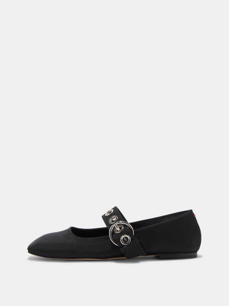 Uma Eyelet Grosgrain Mary-Jane Flats