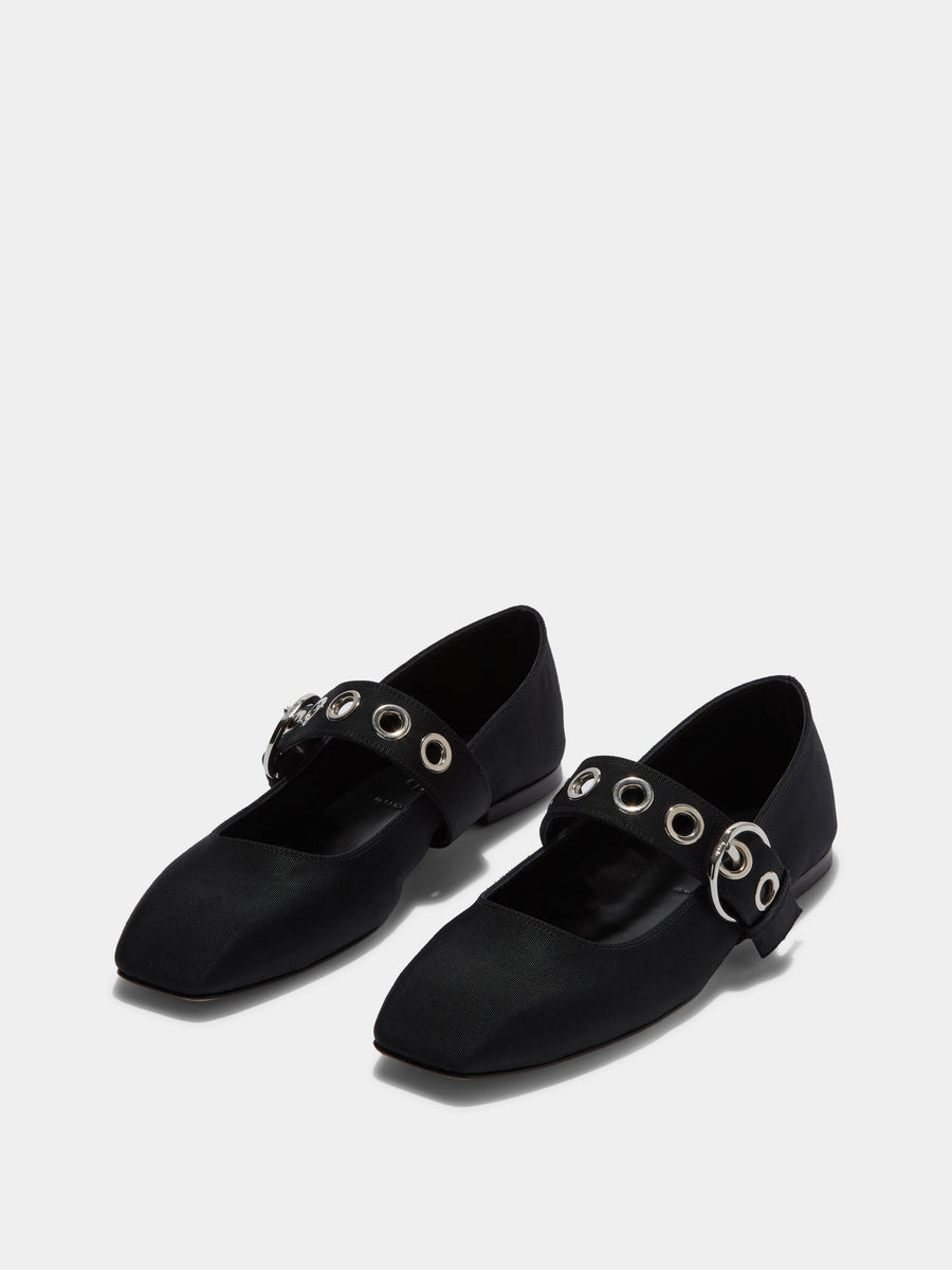 Uma Eyelet Grosgrain Mary-Jane Flats