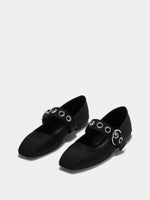 Uma Eyelet Grosgrain Mary-Jane Flats - Image 2
