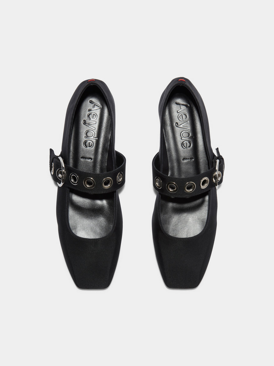 Uma Eyelet Grosgrain Mary-Jane Flats