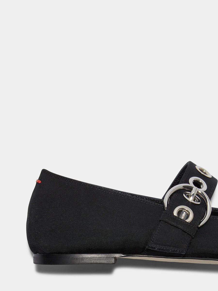 Uma Eyelet Grosgrain Mary-Jane Flats