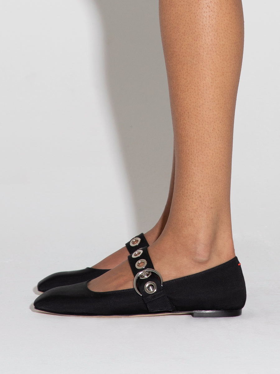 Uma Eyelet Grosgrain Mary-Jane Flats