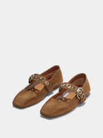 Uma Eyelet Grosgrain Mary-Janes Flats - Image 2