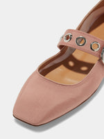 Uma Eyelet Grosgrain Mary-Janes Flats - Image 3