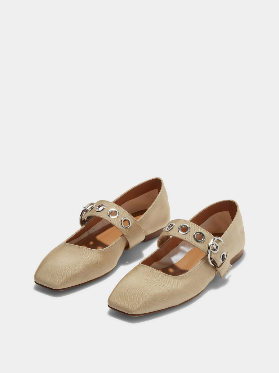 Uma Eyelet Grosgrain Mary-Jane Flats