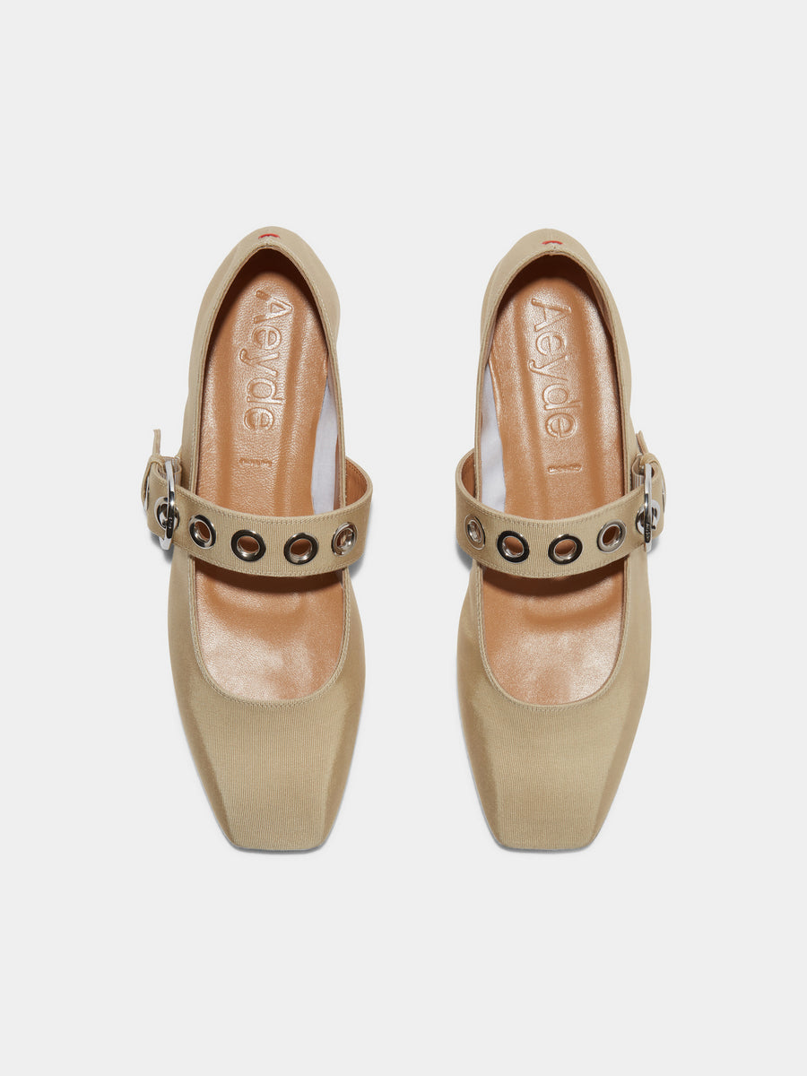 Uma Eyelet Grosgrain Mary-Jane Flats