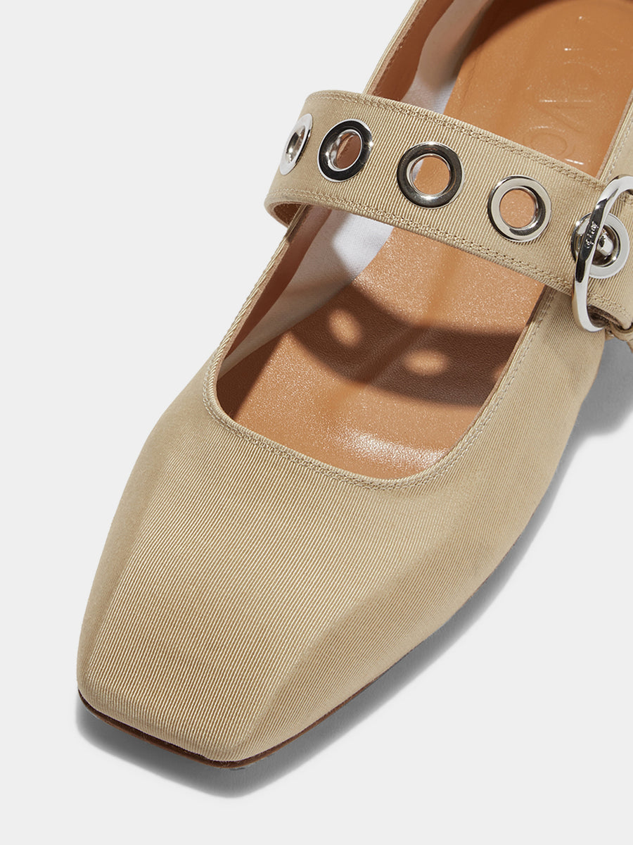 Uma Eyelet Grosgrain Mary-Jane Flats