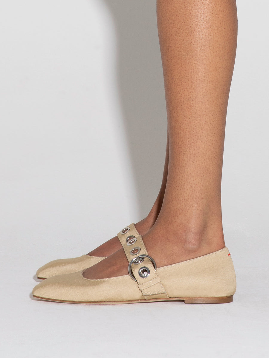 Uma Eyelet Grosgrain Mary-Jane Flats