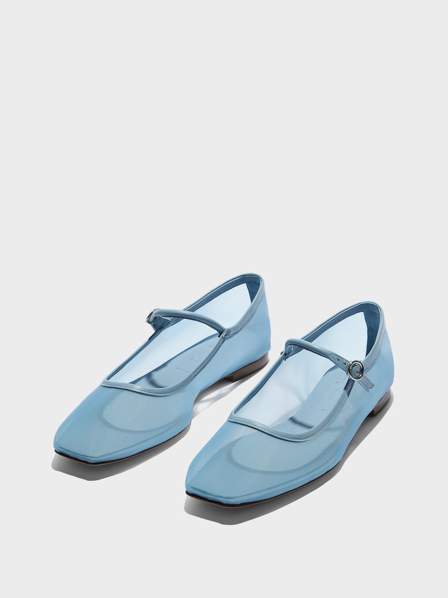 Aeyde | Uma Leather Flats for Women | Glass Mesh/Nappa | Square Toe | Flat Heel | Luxury Materials | Handmade in Italy