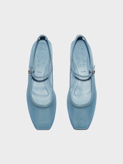 Aeyde | Uma Leather Flats for Women | Glass Mesh/Nappa | Square Toe | Flat Heel | Front View