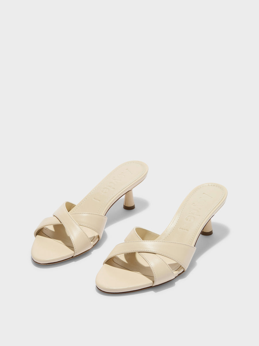 Aeyde | Vero Leather Heeled Sandals for Women | Creamy Nappa | Round Toe | Mid Heel | Luxury Materials | Handmade in Italy