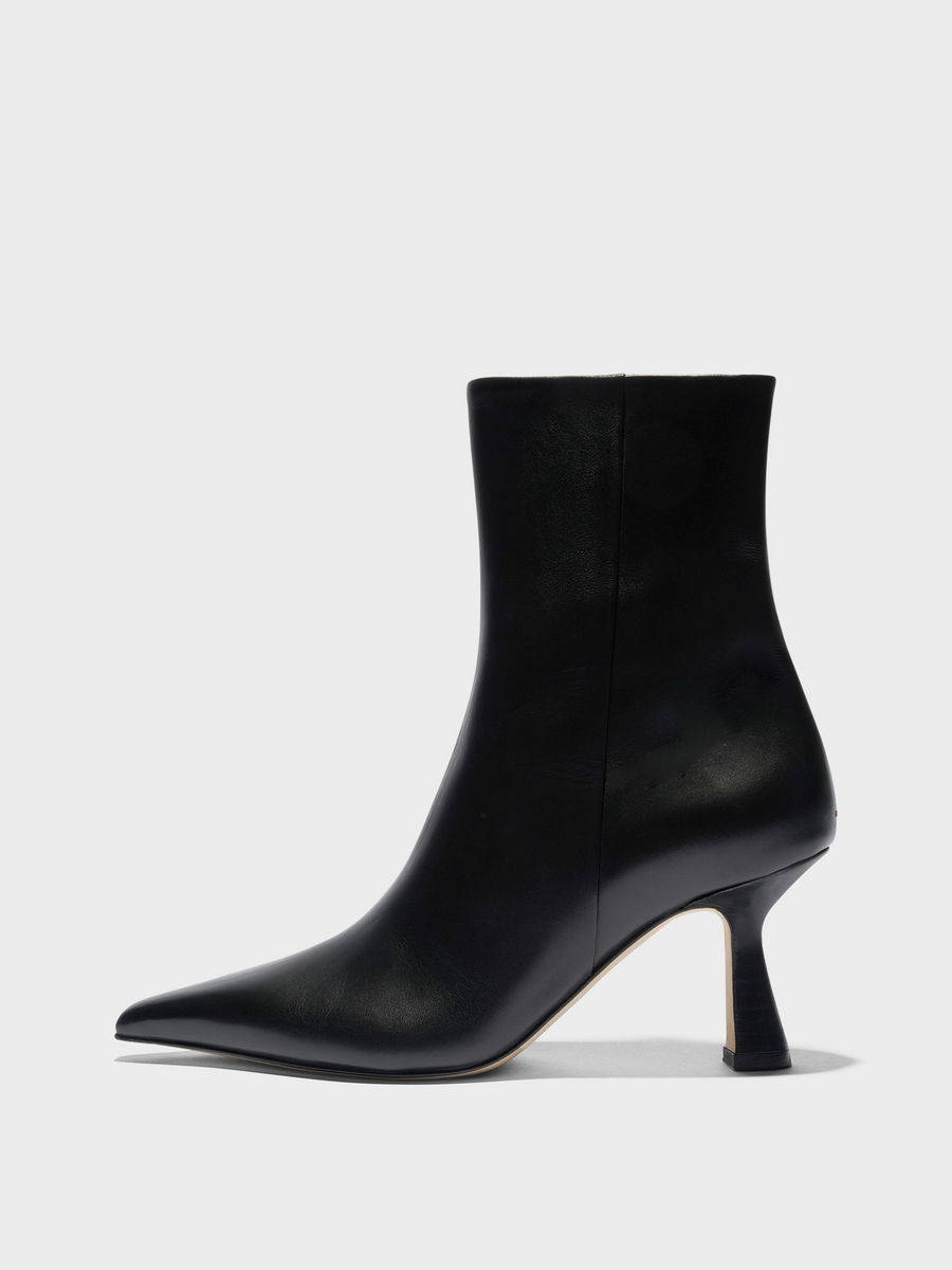 Aeyde | Vivi Leather Ankle Boots Leather Ankle Boots for Women | Black Calf | Pointed Toe | High Heel | Side View