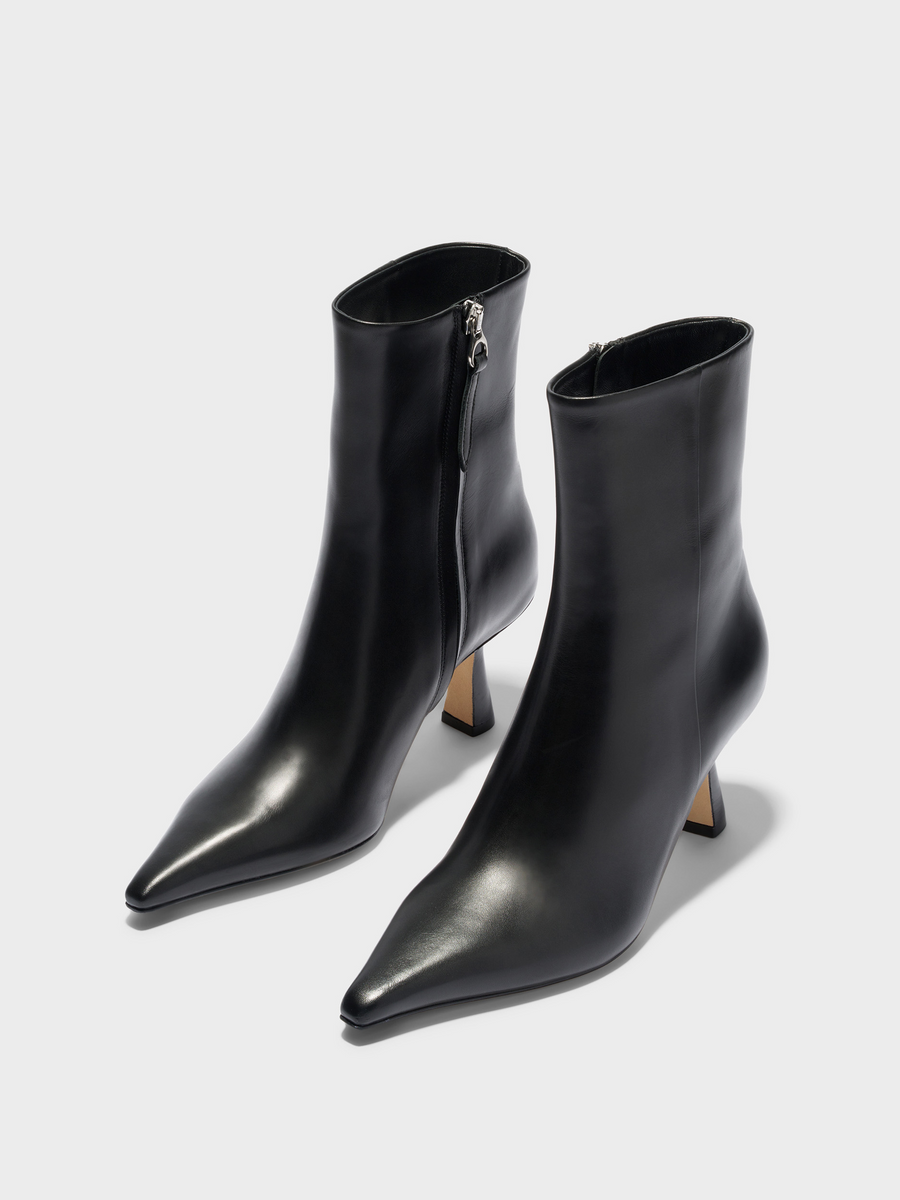 Aeyde | Vivi Leather Ankle Boots Leather Ankle Boots for Women | Black Calf | Pointed Toe | High Heel | Luxury Materials | Handmade in Italy