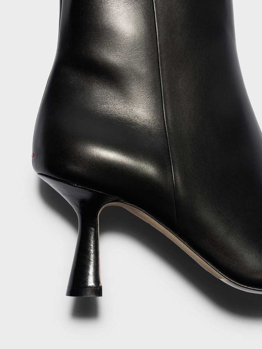 Aeyde | Vivi Leather Ankle Boots Leather Ankle Boots for Women | Black Calf | Pointed Toe | High Heel | Heel Details