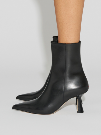 Aeyde | Vivi Leather Ankle Boots Leather Ankle Boots for Women | Black Calf | Pointed Toe | High Heel | How to Style