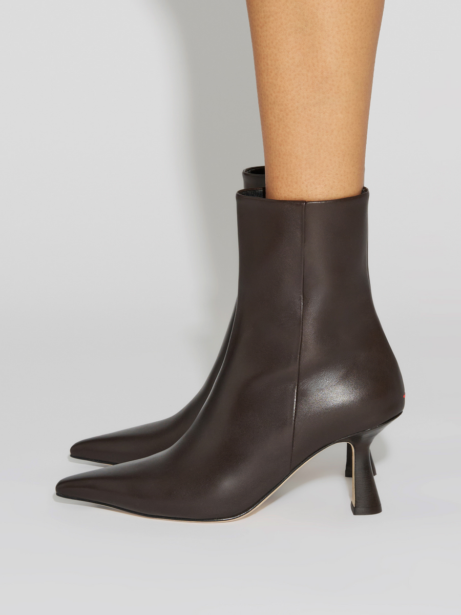 Aeyde | Vivi Leather Ankle Boots Leather Ankle Boots for Women | Moka Calf | Pointed Toe | High Heel | How to Style