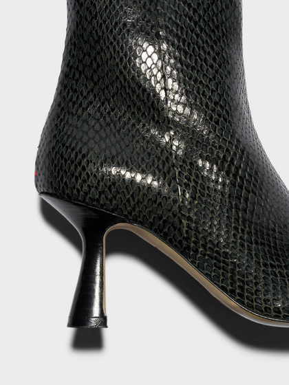 Aeyde | Vivi Leather Ankle Boots Leather Ankle Boots for Women | Moss Mini Snake | Pointed Toe | High Heel | Heel Details