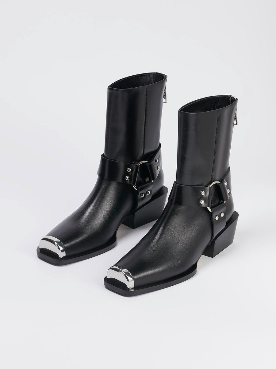 Wayne Leather Biker/Ankle Boots