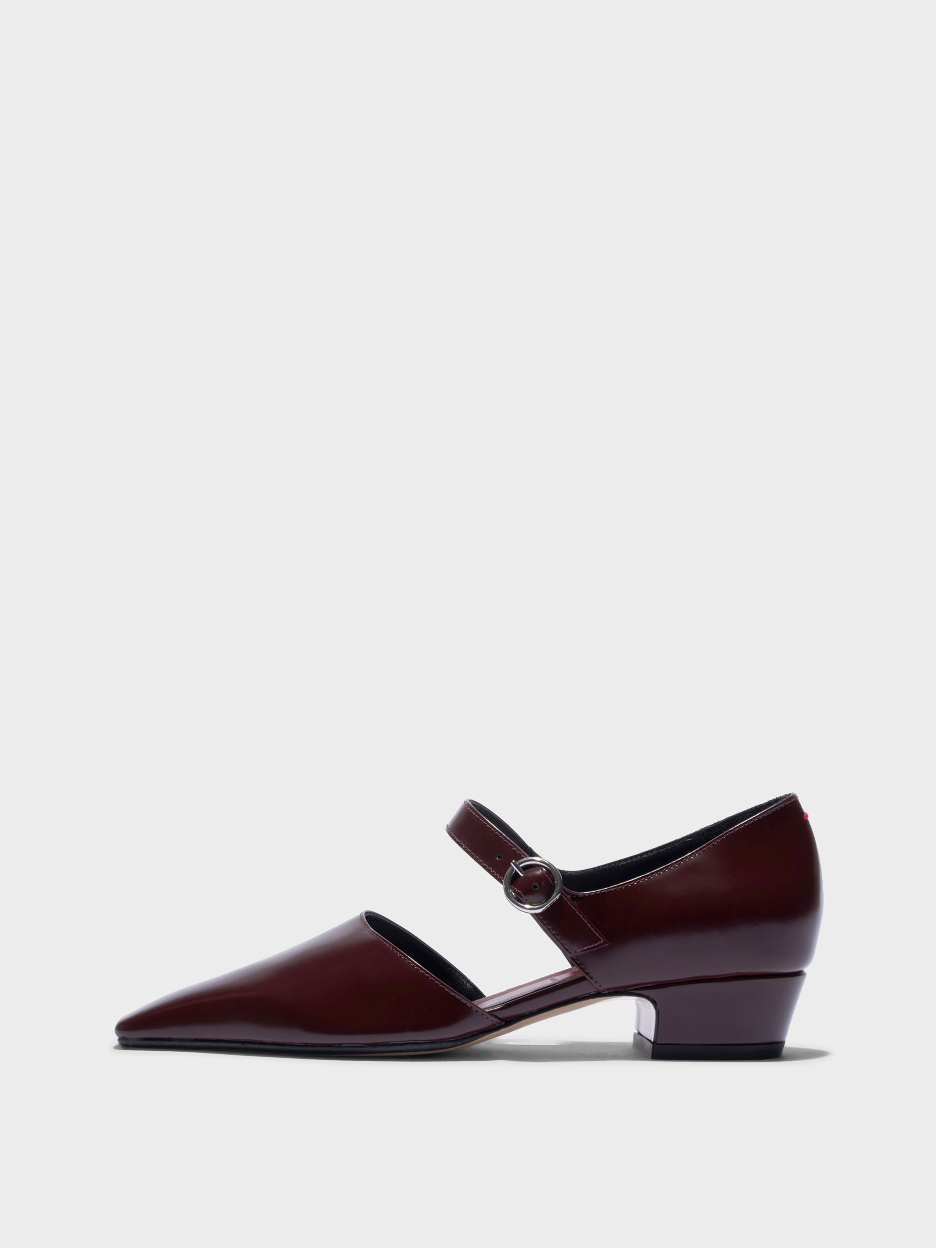 Aeyde | Yara Polido Leather Pumps Leather Pumps for Women | Port Polido | Square Toe | Low Heel | Side View
