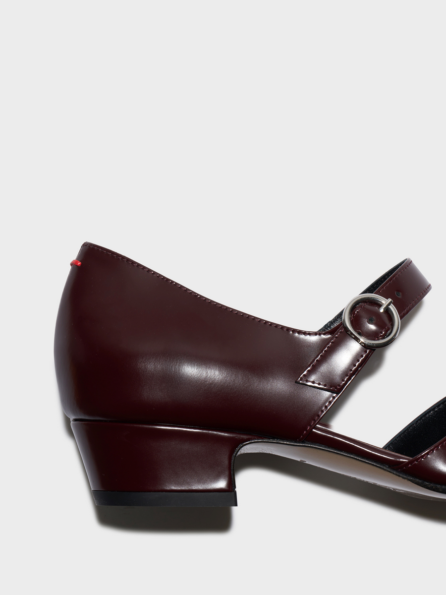 Aeyde | Yara Polido Leather Pumps Leather Pumps for Women | Port Polido | Square Toe | Low Heel | Heel Details