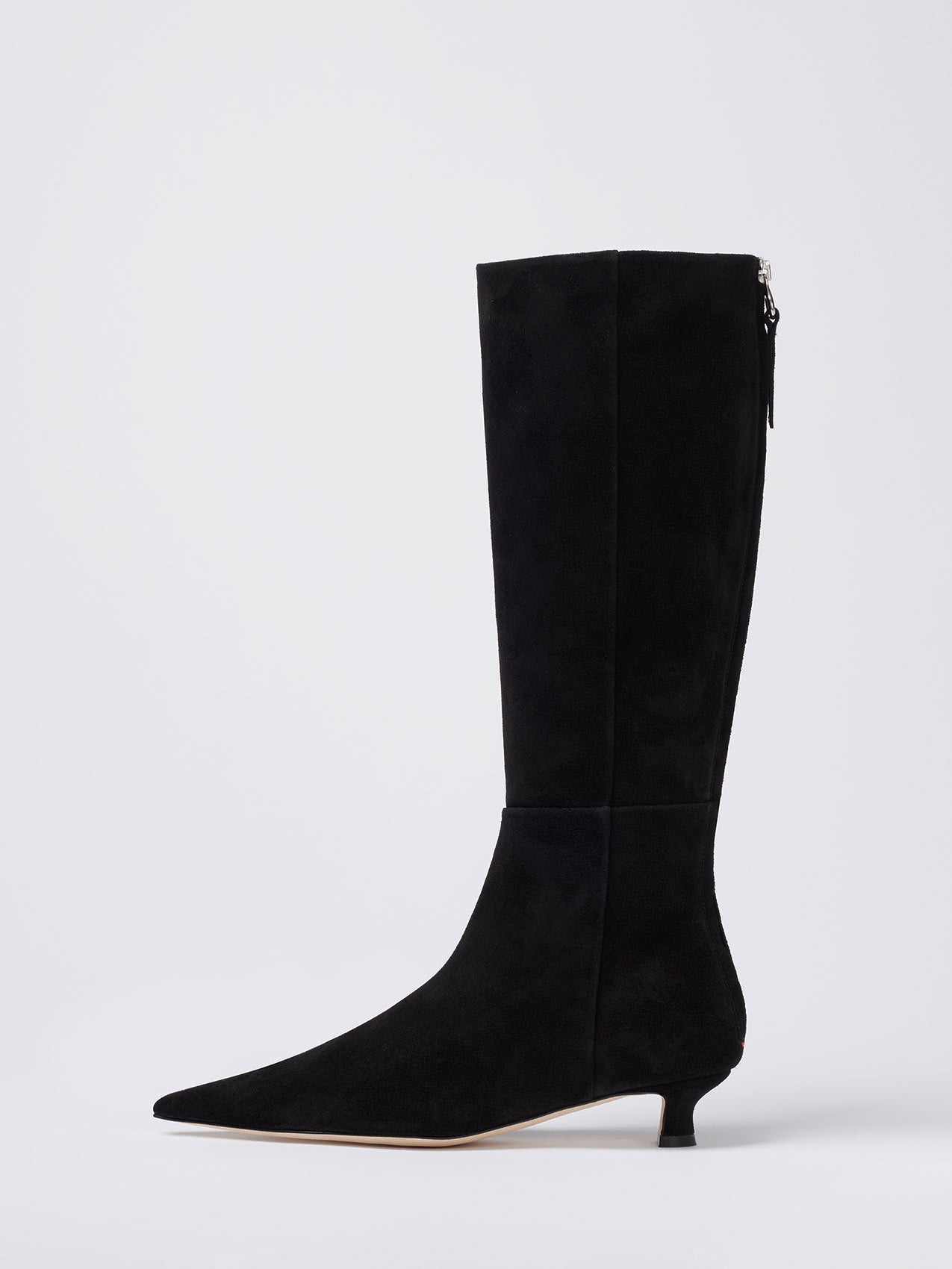 Aeyde | ZAZIE Black Suede Kitten Heel Knee-High Boot