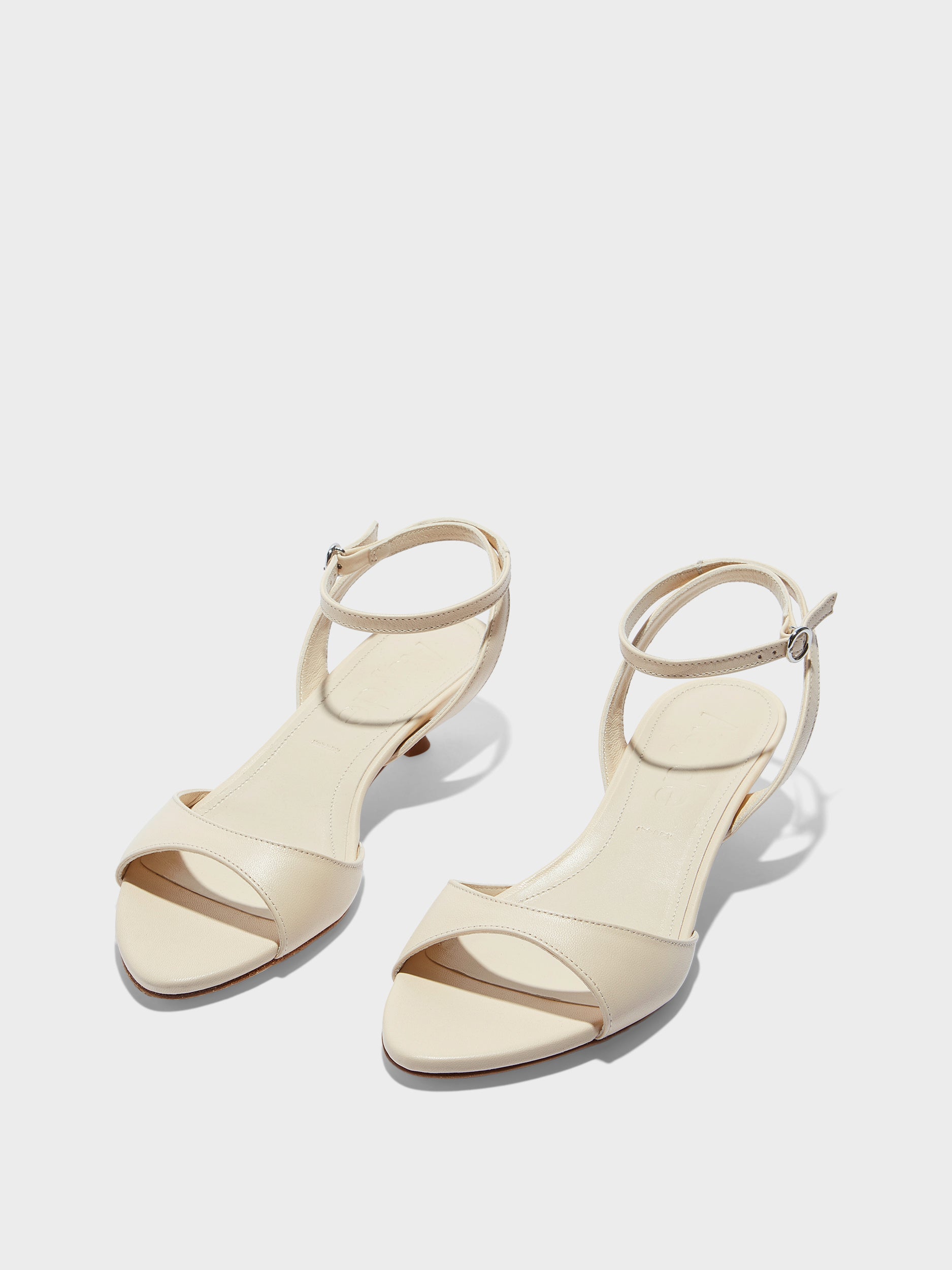 Aeyde | Zelia Leather Heeled Sandals for Women | Creamy Nappa | Round Toe | Mid Heel | Luxury Materials | Handmade in Italy