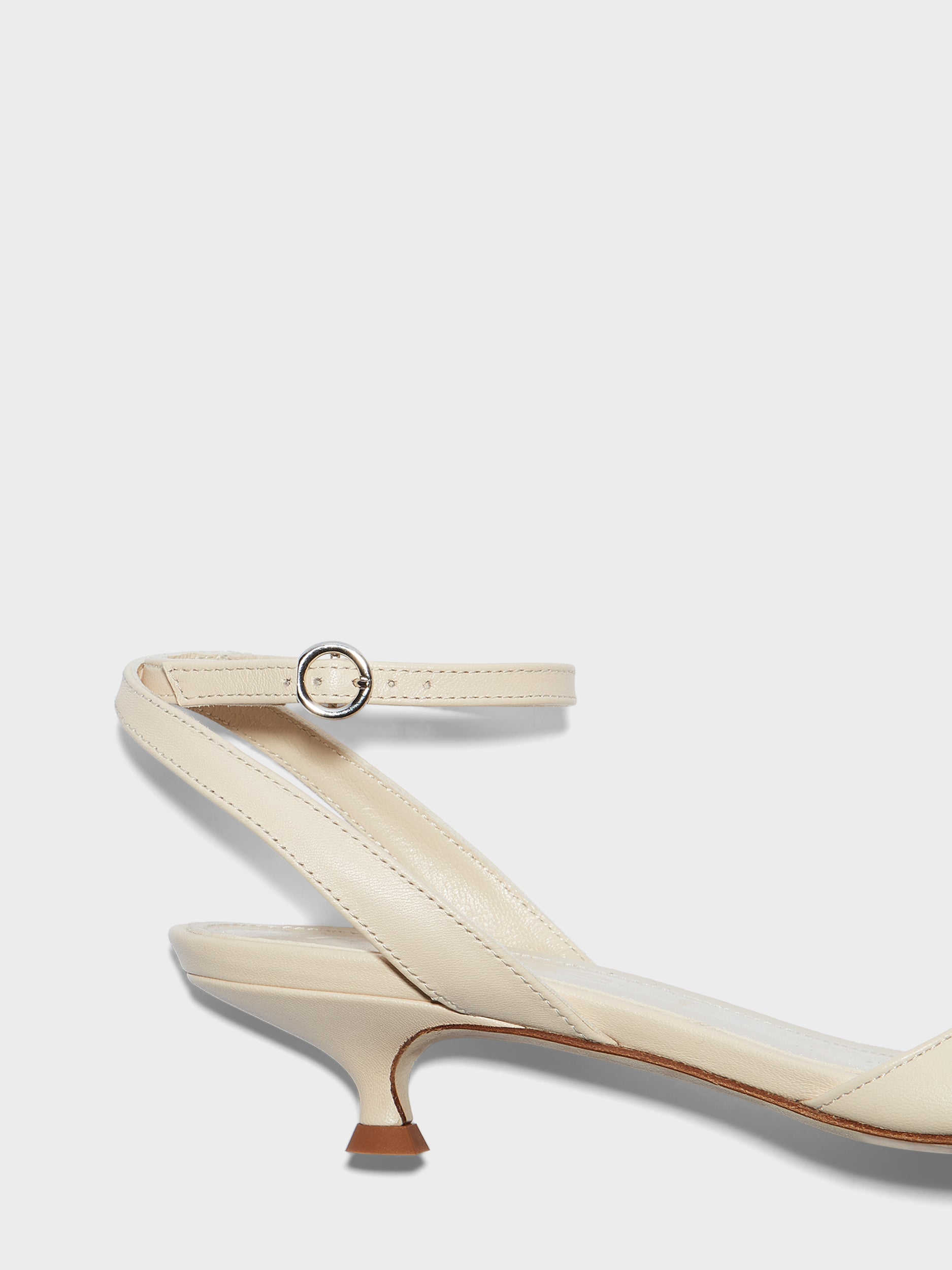 Aeyde | Zelia Leather Heeled Sandals for Women | Creamy Nappa | Round Toe | Mid Heel | Heel Details