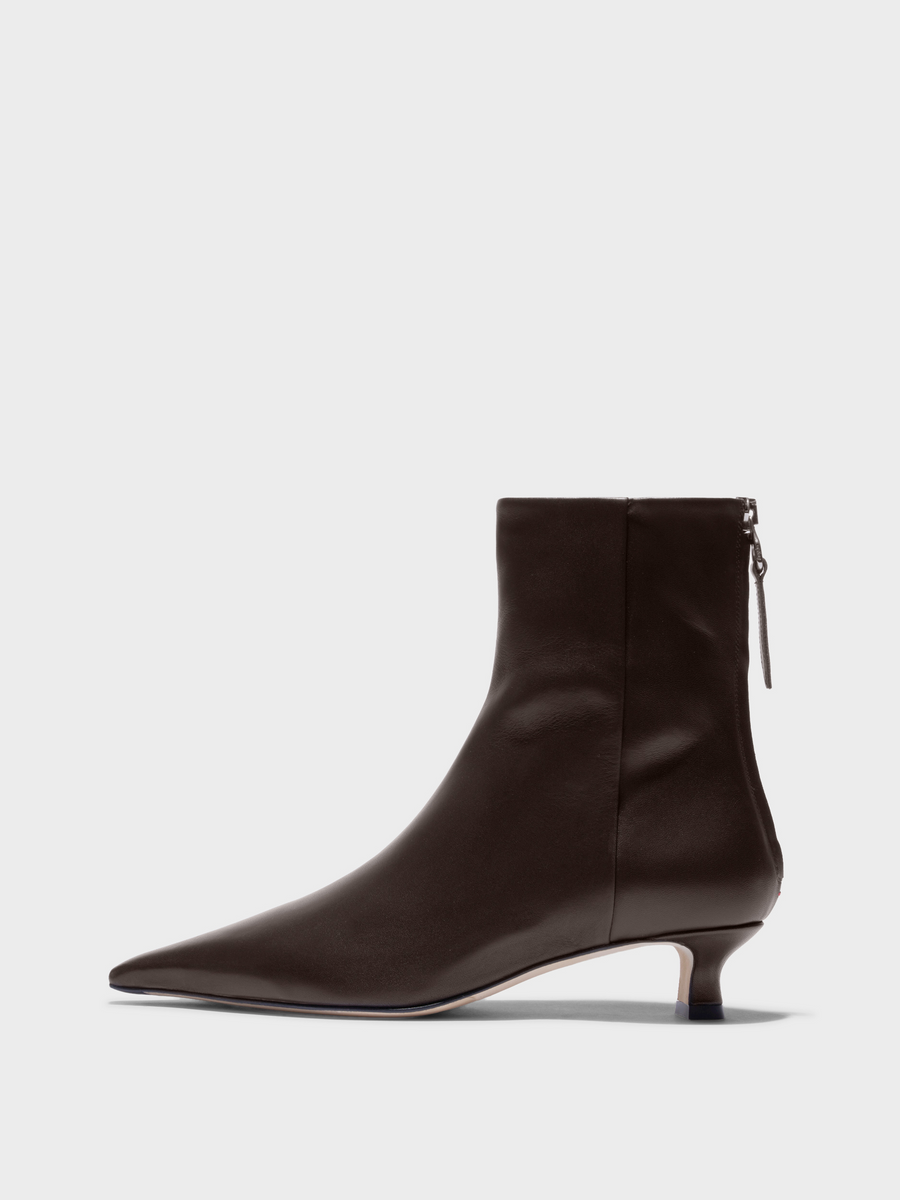 Aeyde | Zoe Leather Ankle Boots Leather Ankle Boots for Women | Moka Calf | Square Toe | High Heel | Side View
