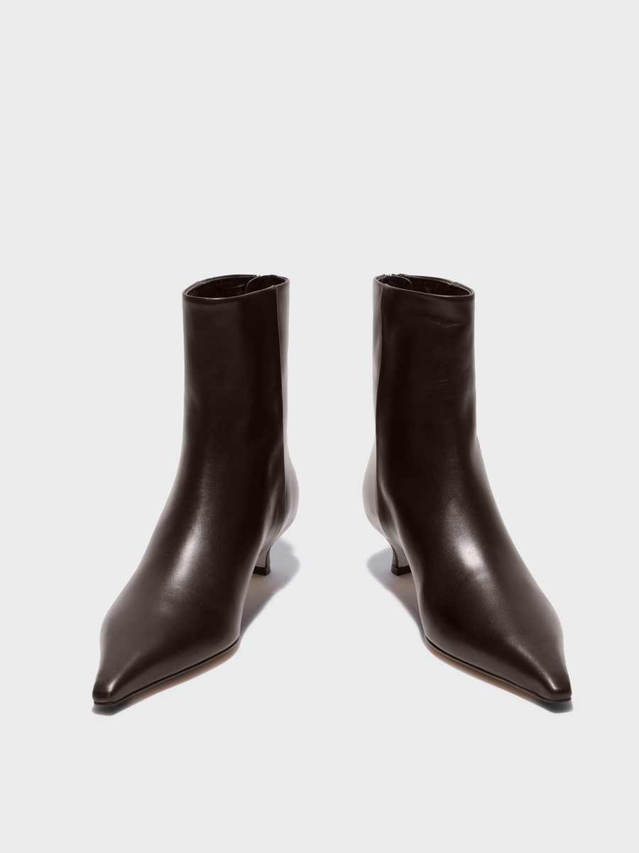 Aeyde | Zoe Leather Ankle Boots Leather Ankle Boots for Women | Moka Calf | Square Toe | High Heel | Luxury Materials | Handmade in Italy