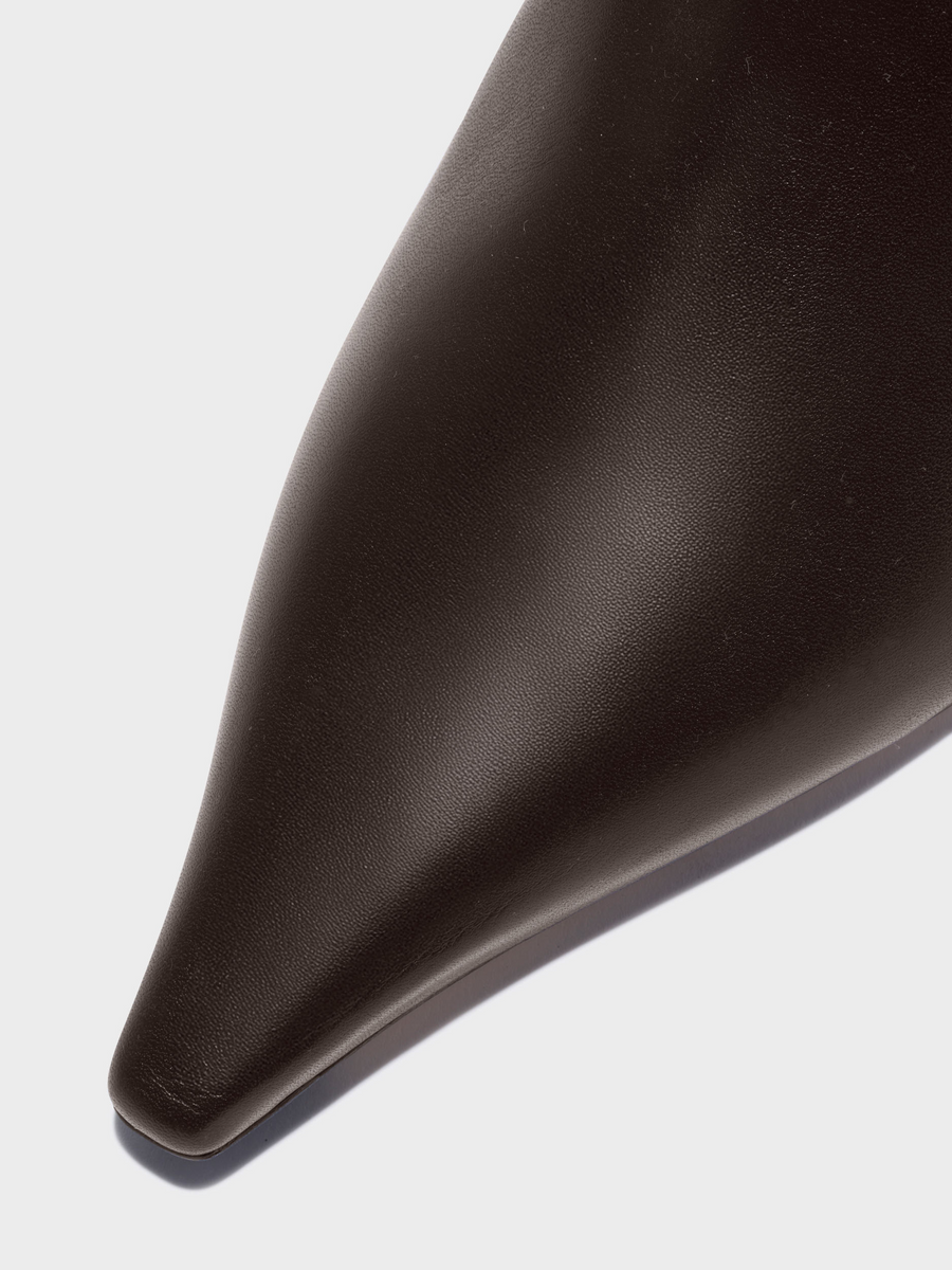Aeyde | Zoe Leather Ankle Boots Leather Ankle Boots for Women | Moka Calf | Square Toe | High Heel | Heel Details