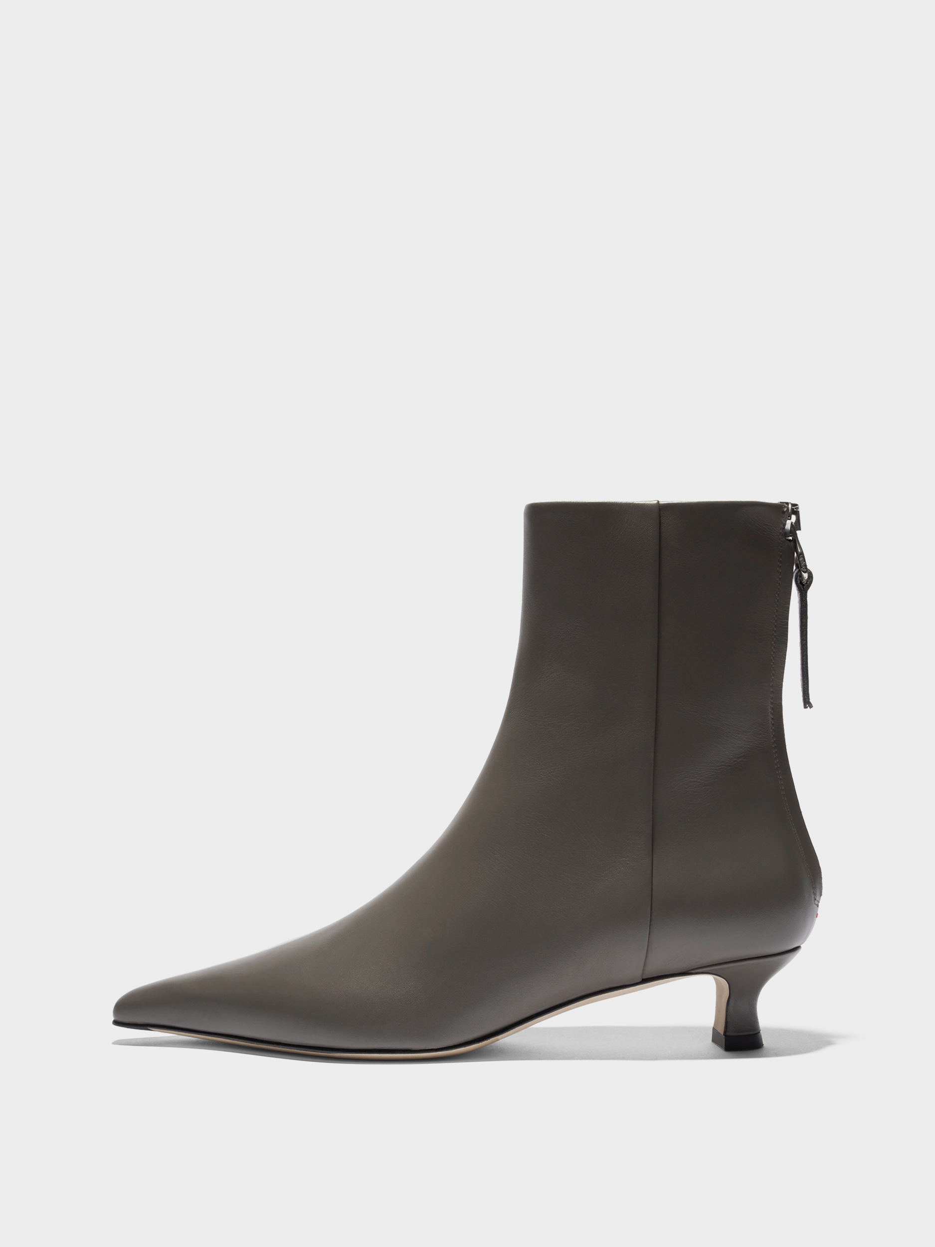 Aeyde | Zoe Leather Ankle Boots Leather Ankle Boots for Women | Taupe Calf | Pointed Toe | High Heel | Side View