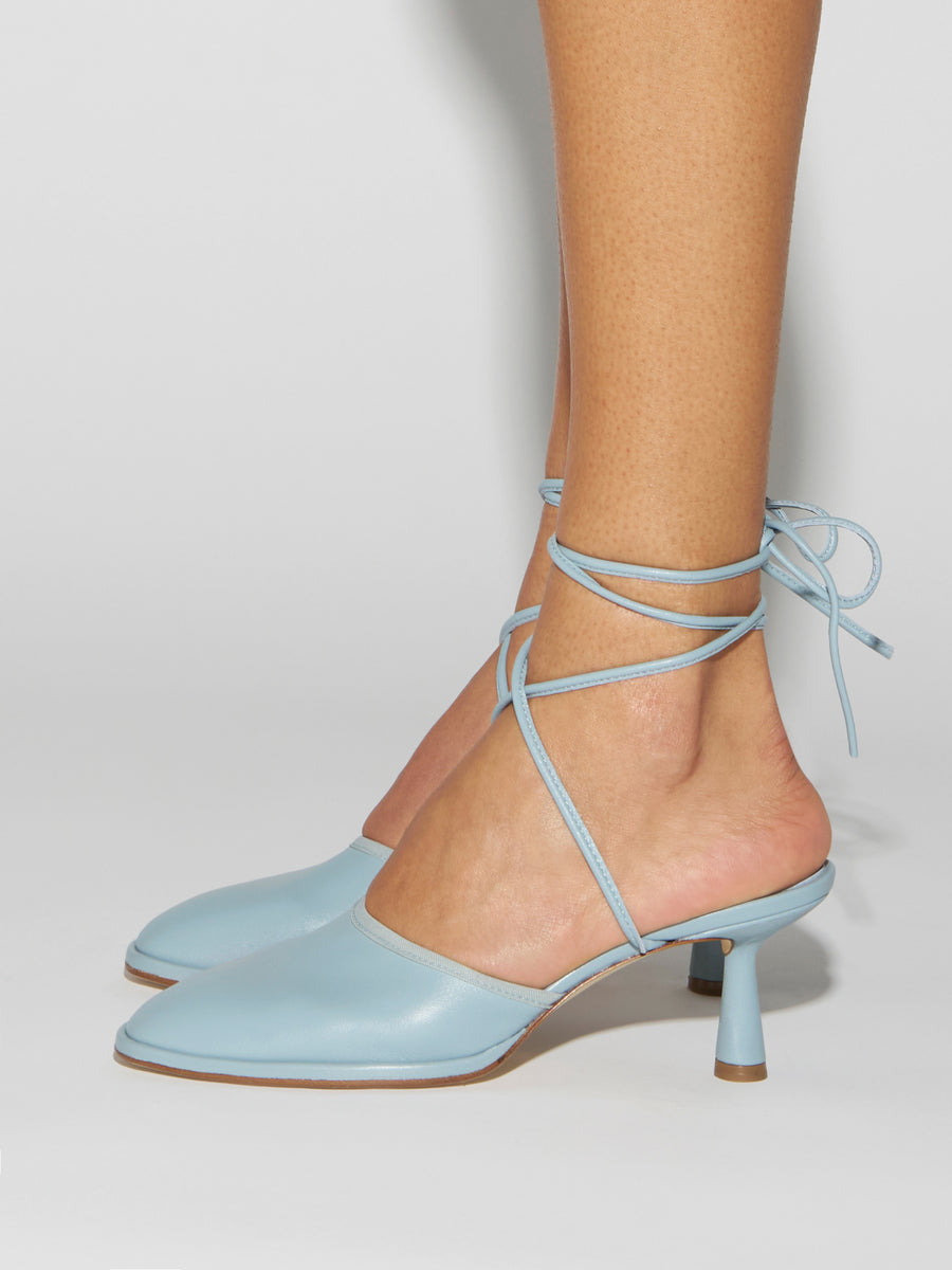 Aeyde | Farah Glove Leather Heeled Sandals for Women | Glass Nappa | Round Toe | Mid Heel | How to Style