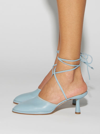 Aeyde | Farah Glove Leather Heeled Sandals for Women | Glass Nappa | Round Toe | Mid Heel | How to Style