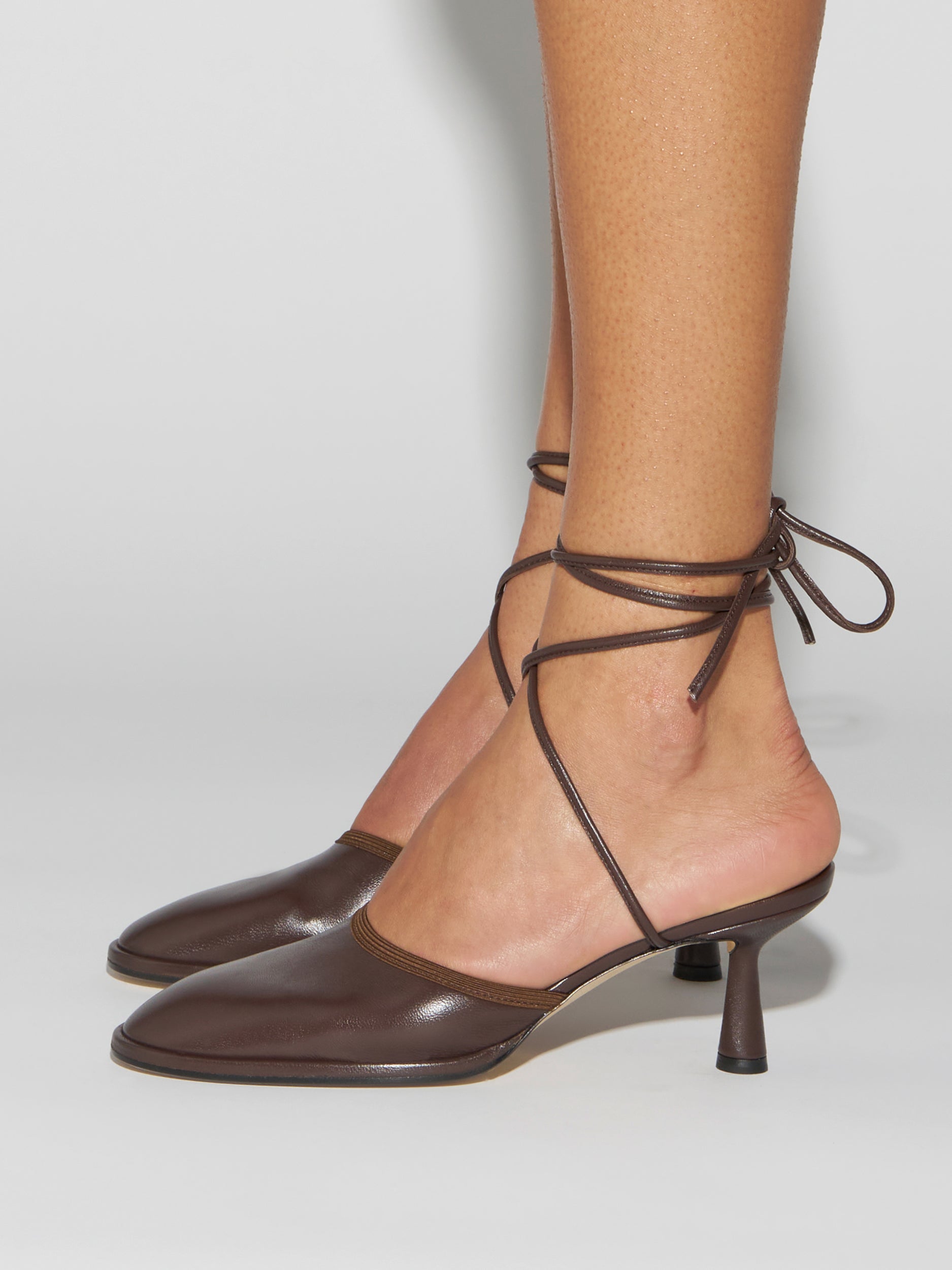 Aeyde | Farah Glove Leather Heeled Sandals for Women | Moka Nappa | Round Toe | Mid Heel | How to Style