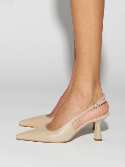 Aeyde | Fernanda Leather Pumps for Women | Sand Nappa | Pointed Toe | High Heel | How to Style