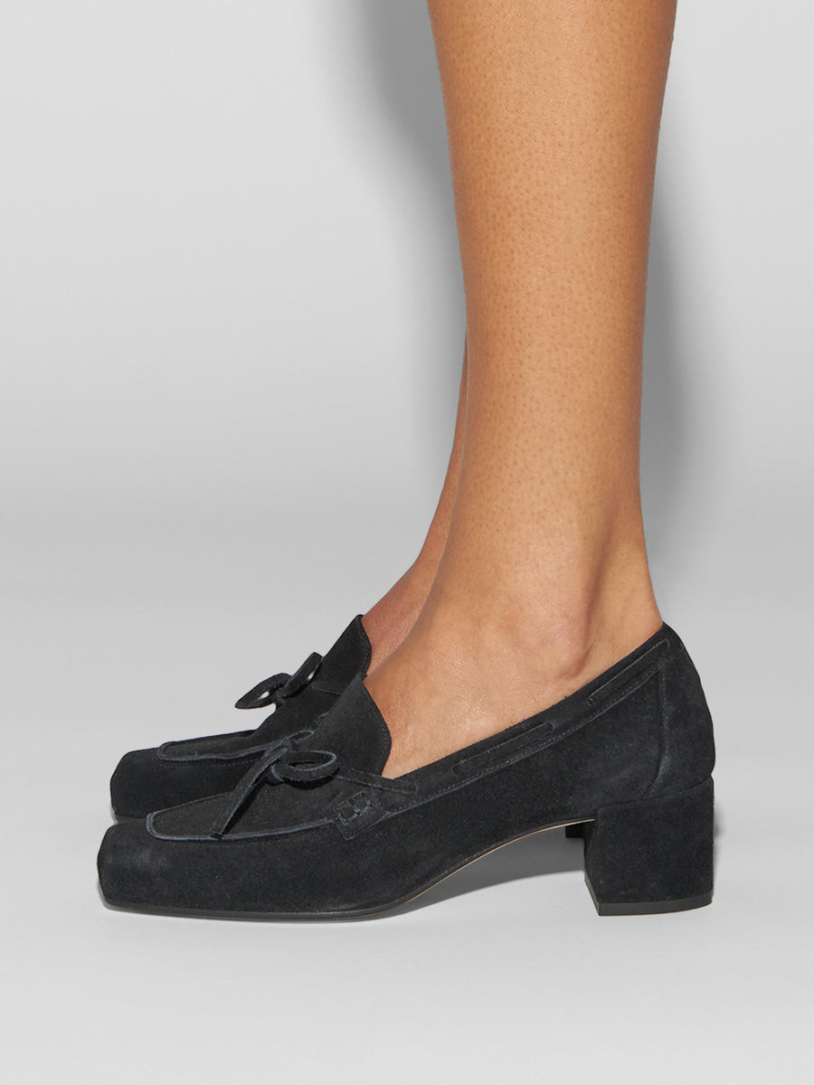Grenn Suede Heeled Loafers