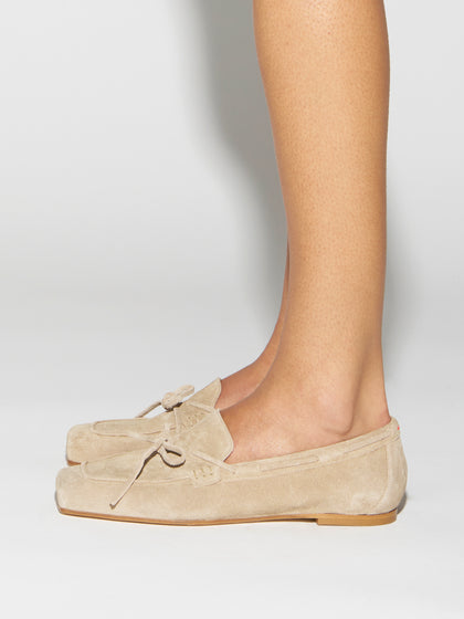 Aeyde | Jasper Leather Flats for Women | Sand Suede | Square Toe | Flat Heel | How to Style