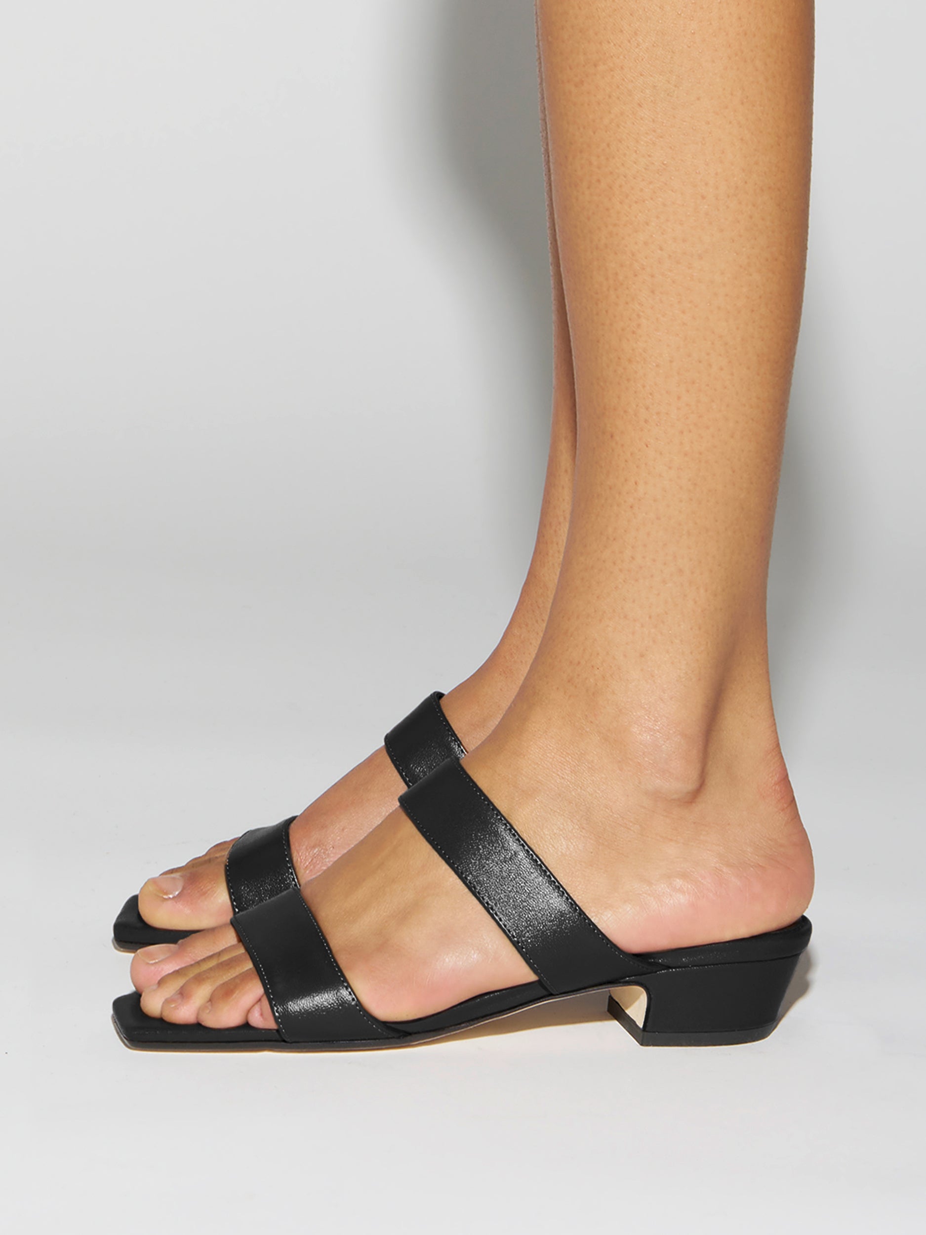Kemi Leather Heeled Sandals | Black Nappa